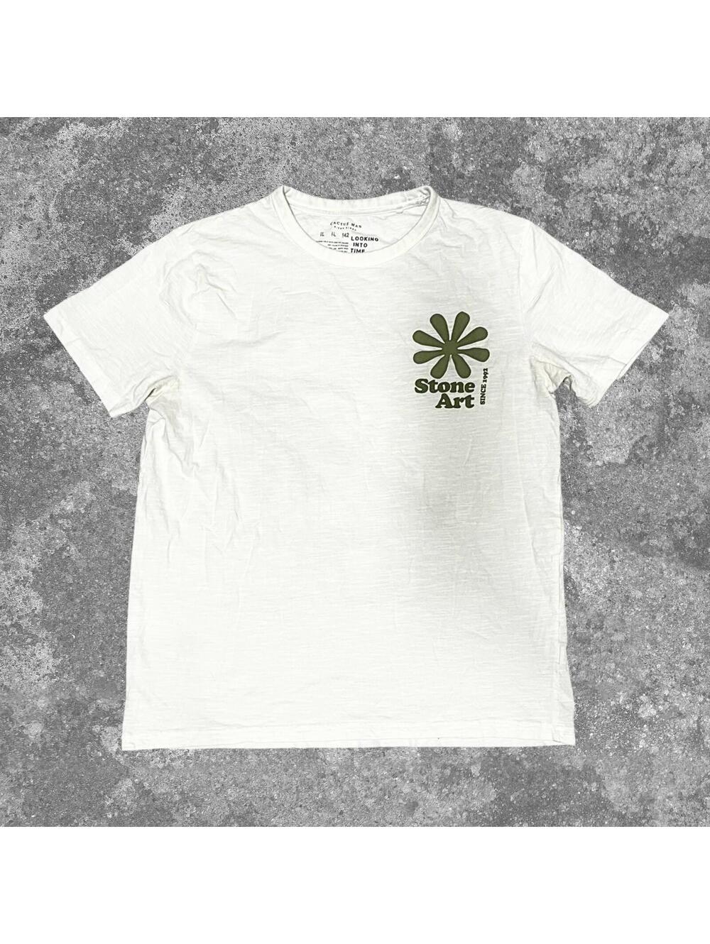 Lucky Brand Nature Graphic T Shirt Mens Large White Green Outdoor Casual Tee